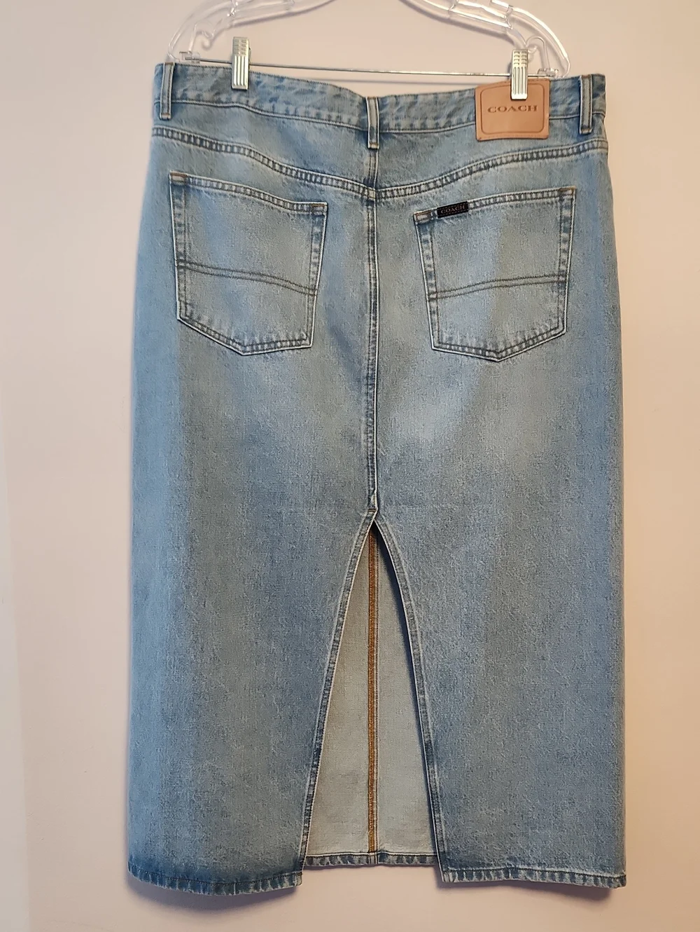 Coach Light Wash Denim Midi/maxi Plus Size 16 Skirt
